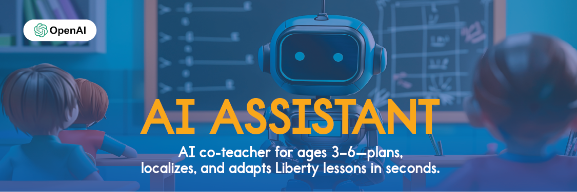AI assistant that accompanies the preschool curriculum, page by page guides. Learning objectives, lesson plans, print books.