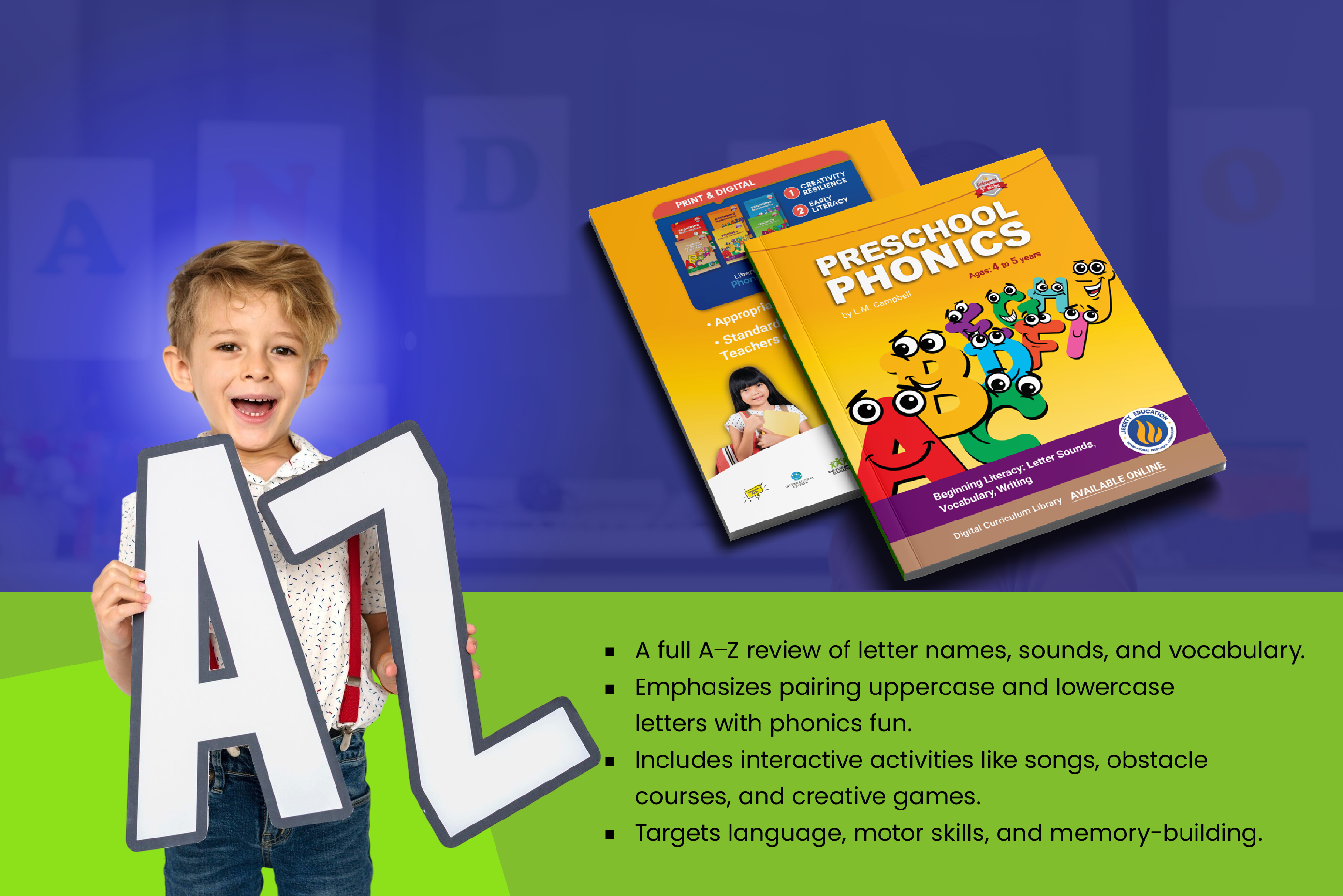 Preschool Language Arts,  Phonics. For  international schools and homeschooling parents. 